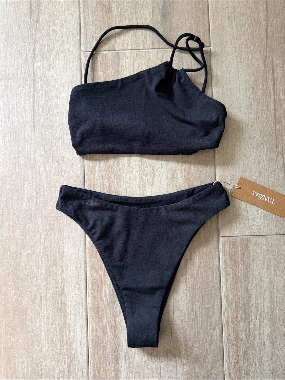 Black Asymmetric One-Shoulder Bikini Set